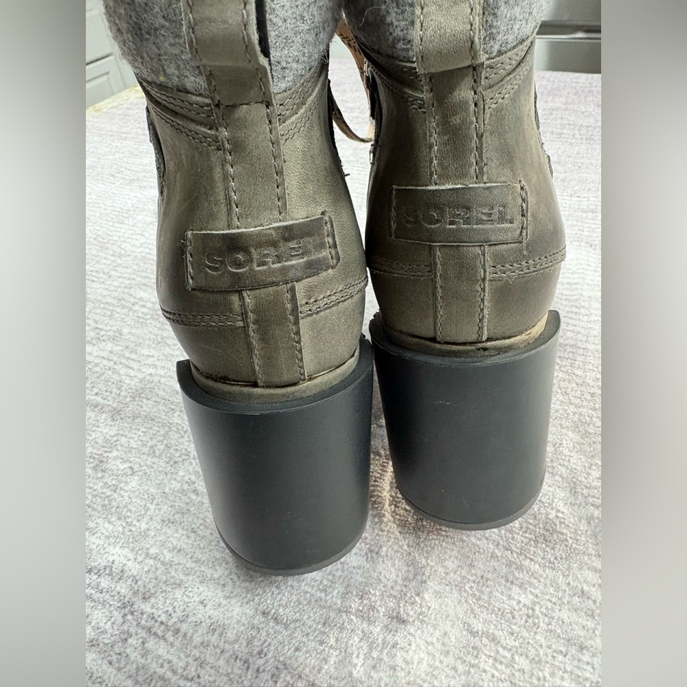 Sorel Womens Blake Leather Heeled Hiker Bootie Size 10 Waterproof Tall Gray - Picture 6 of 12